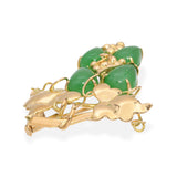 Vintage 18k Yellow Gold 4.62tcw Jadeite Jade Grape Vine Brooch
