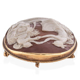 Antique Yellow Gold Aphrodite Playing with her Two Sons Cameo Brooch Pendant