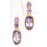 14k Yellow Gold 4.7tcw Amethyst Drop Earrings