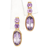14k Yellow Gold 4.7tcw Amethyst Drop Earrings