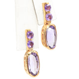 14k Yellow Gold 4.7tcw Amethyst Drop Earrings