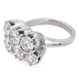 Vintage White Gold 2.9 tcw Diamond Cluster Ring