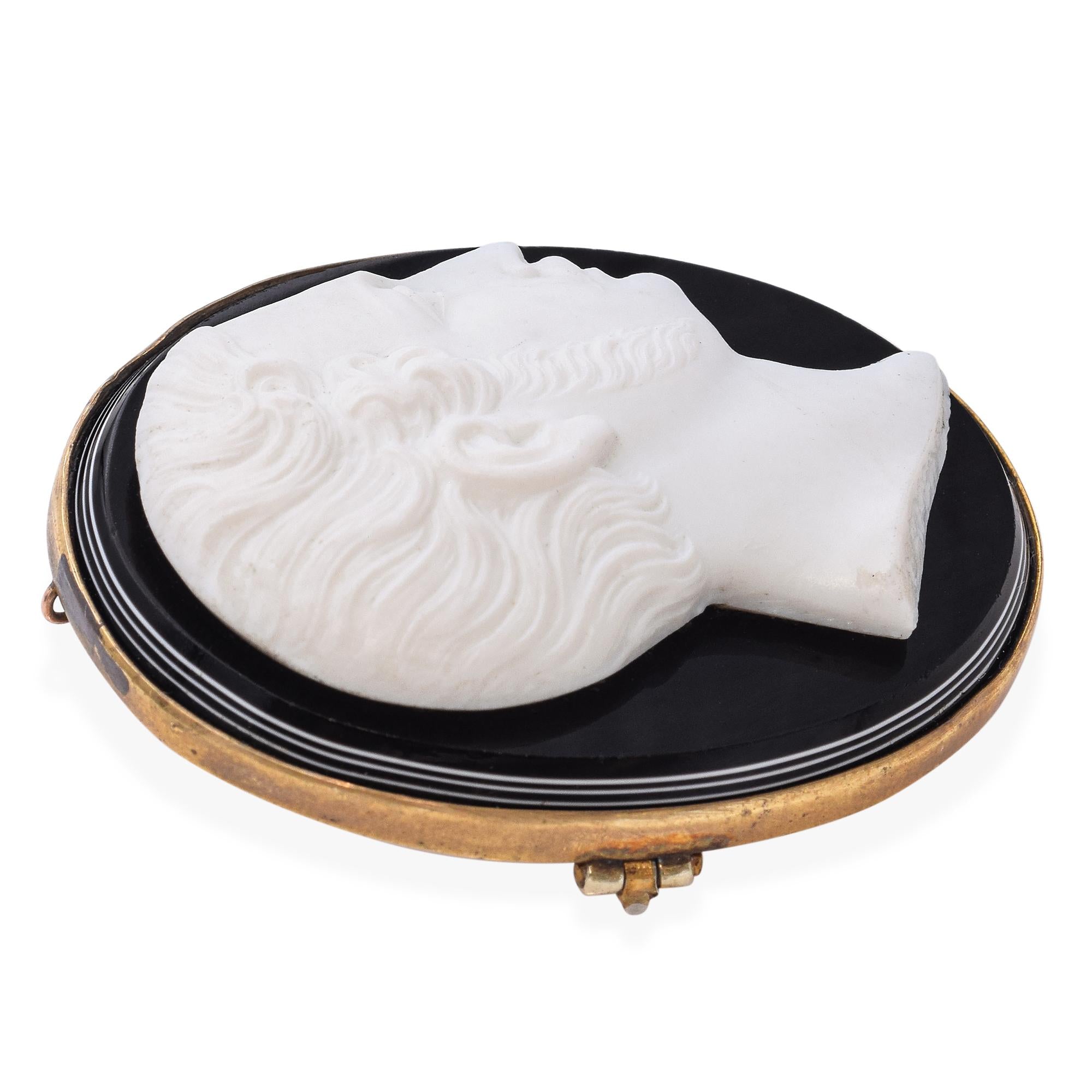 Vintage "Prince Albert" Hardstone Cameo Brooch