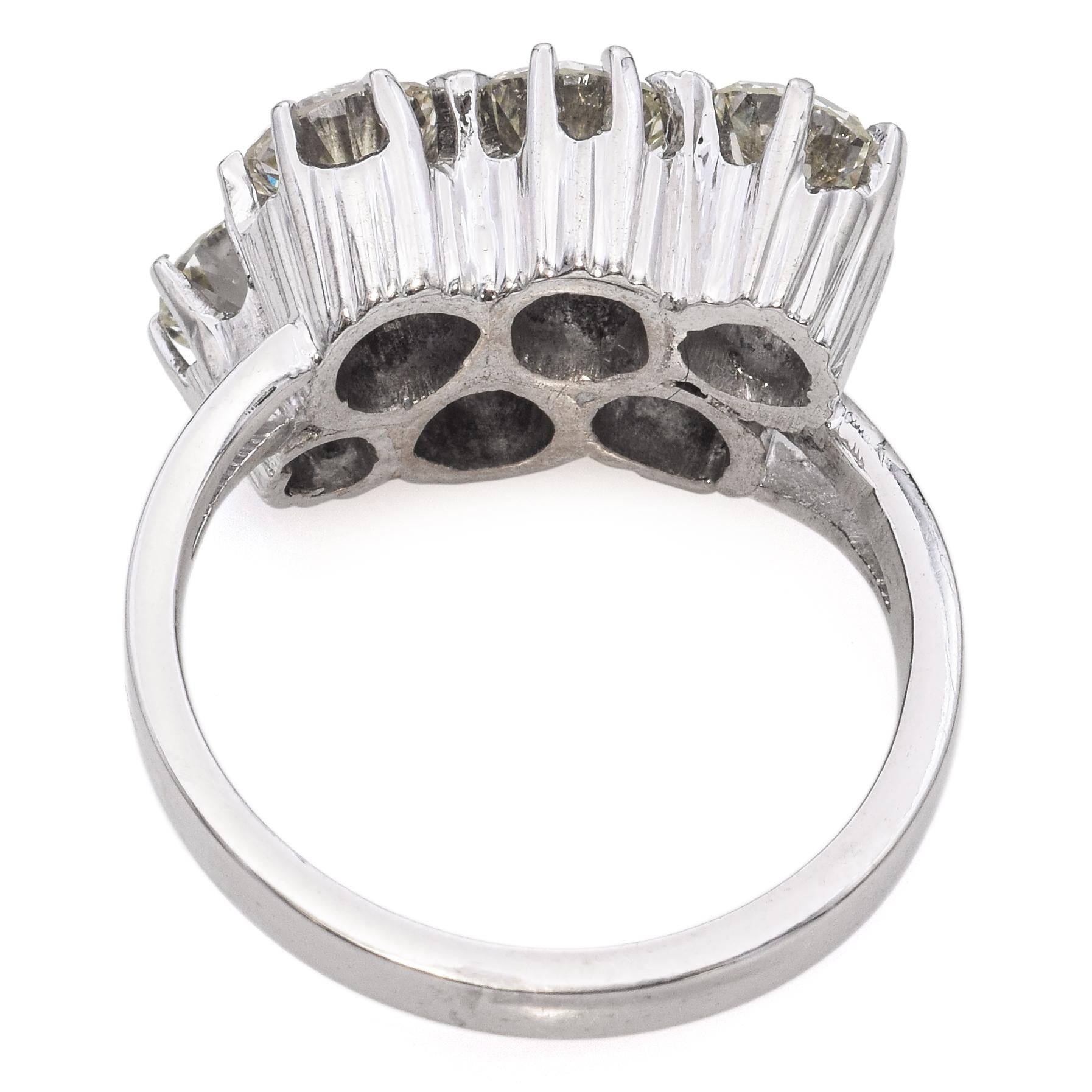 Vintage White Gold 2.9 tcw Diamond Cluster Ring