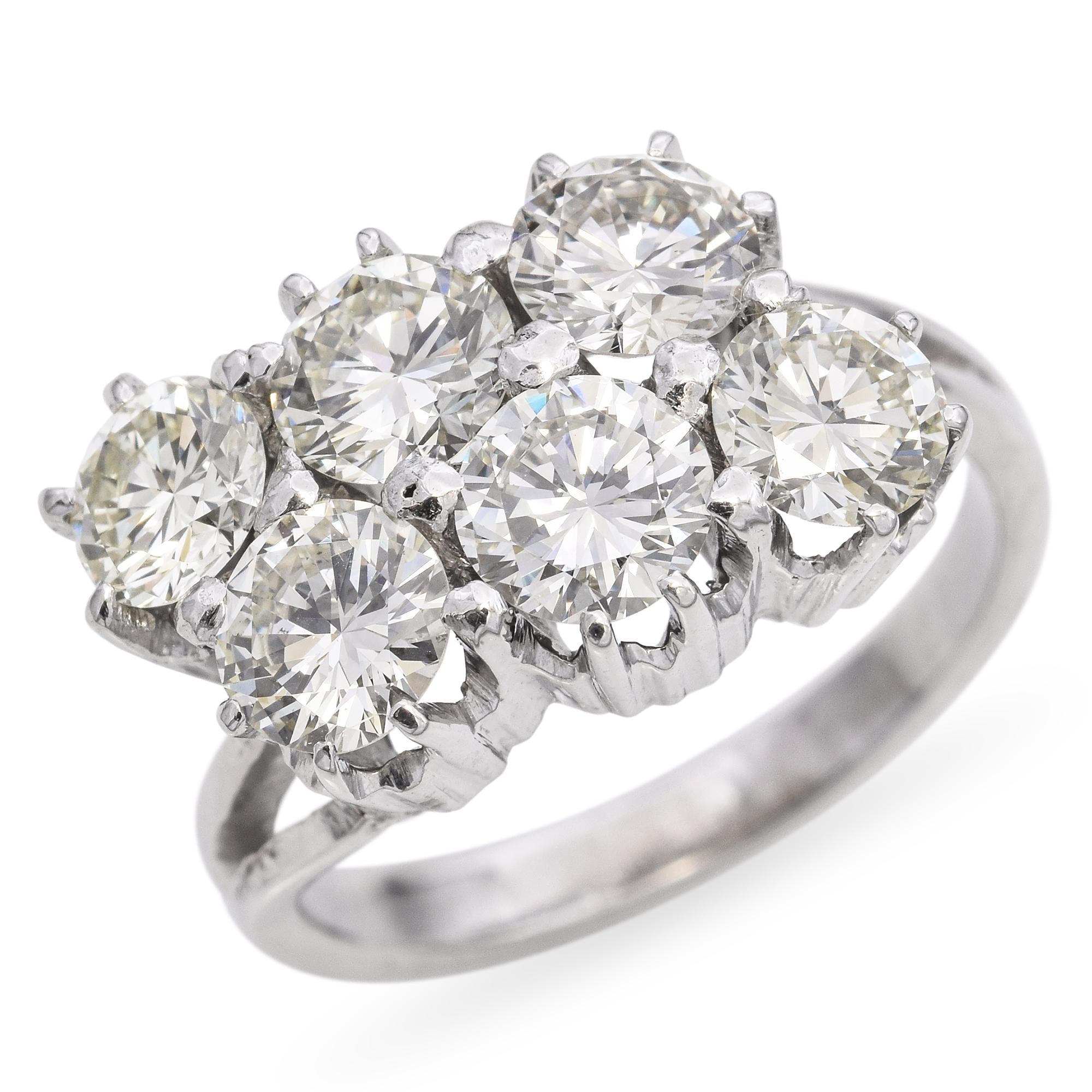 Vintage White Gold 2.9 tcw Diamond Cluster Ring