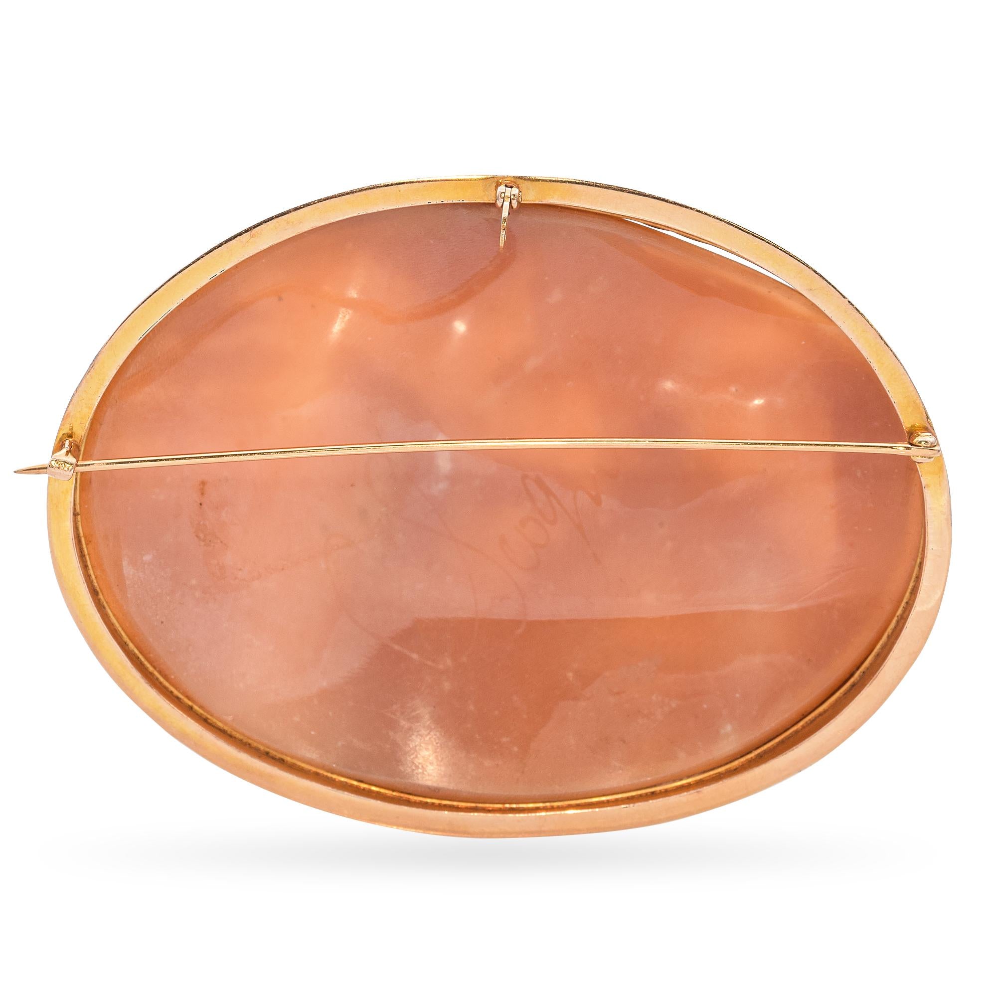 Antique 13K Yellow Gold Mary, Jesus, John, & Joseph Carpentry Scene Cameo Brooch