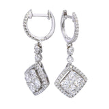 Vintage 18k White Gold 2.20tcw H Si1 Diamond Hanging Pave Earrings