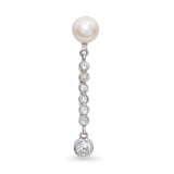 Antique Platinum Old Euro Diamond and Pearl Drop Pendant