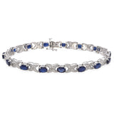 14k White Gold Sapphire and Diamond Tennis Bracelet