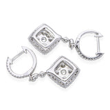 Vintage 18k White Gold 2.20tcw H Si1 Diamond Hanging Pave Earrings