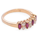 Vintage 14k Yellow Gold Ruby and Diamond Band Ring