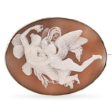 Antique Sterling Silver Psyche and Eros Cameo Brooch