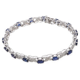 14k White Gold Sapphire and Diamond Tennis Bracelet