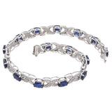 14k White Gold Sapphire and Diamond Tennis Bracelet