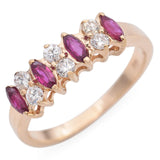 Vintage 14k Yellow Gold Ruby and Diamond Band Ring