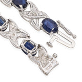 14k White Gold Sapphire and Diamond Tennis Bracelet