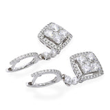 Vintage 18k White Gold 2.20tcw H Si1 Diamond Hanging Pave Earrings