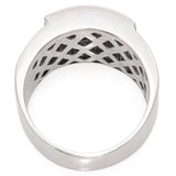 Vintage White Gold Baguette and Princess Cut Diamond Wide Statement Band Ring