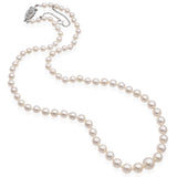 Vintage Graduated Pearl Necklace with Platinum Diamond Clasp