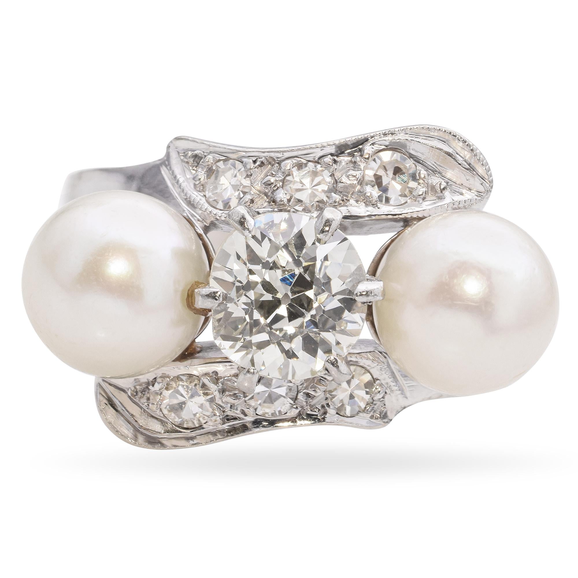 Antique 14K White Gold Pearl Diamond Ring – Blue Ribbon Rarities