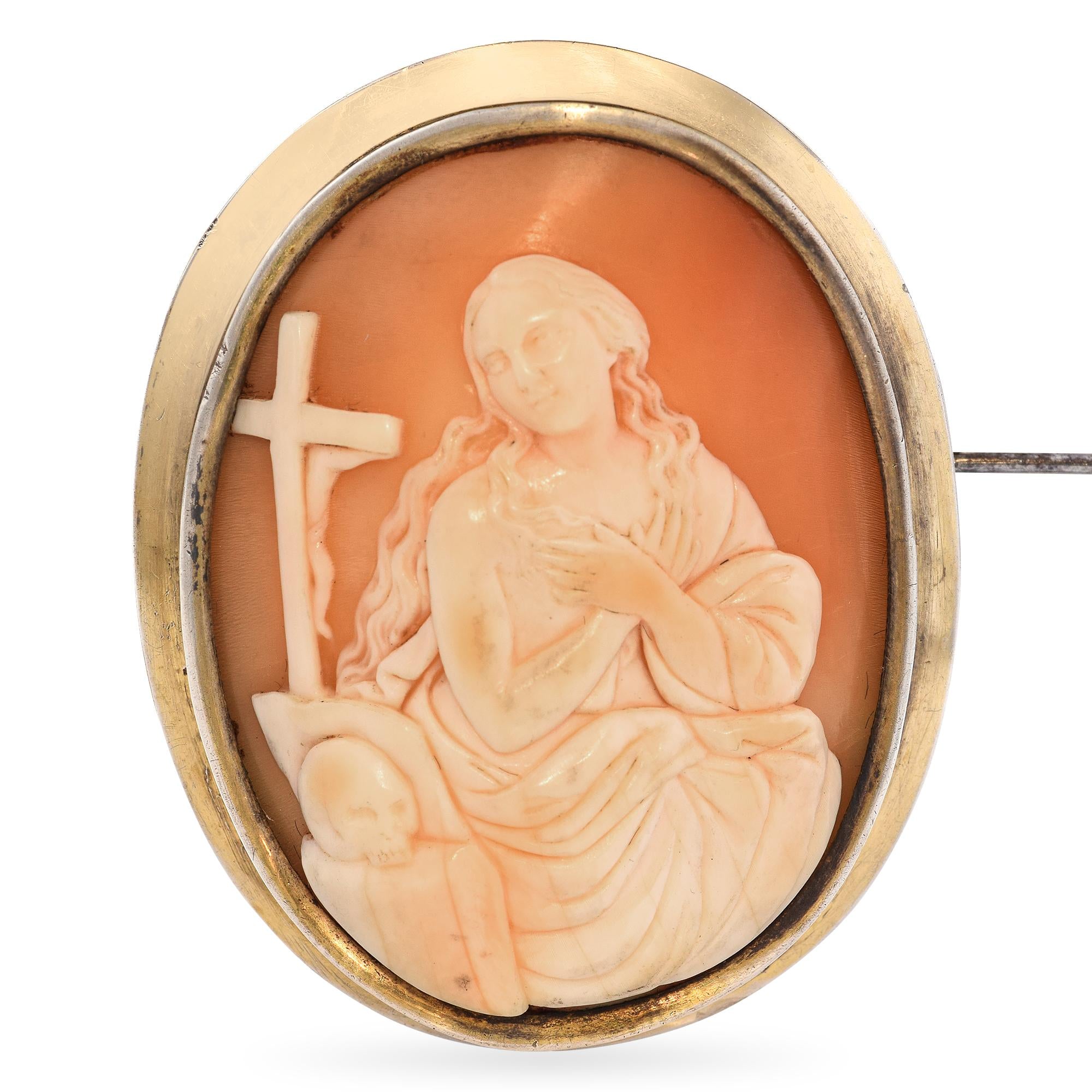 Antique Silver "Momento Mori" Cameo Brooch