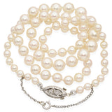 Vintage Graduated Pearl Necklace with Platinum Diamond Clasp