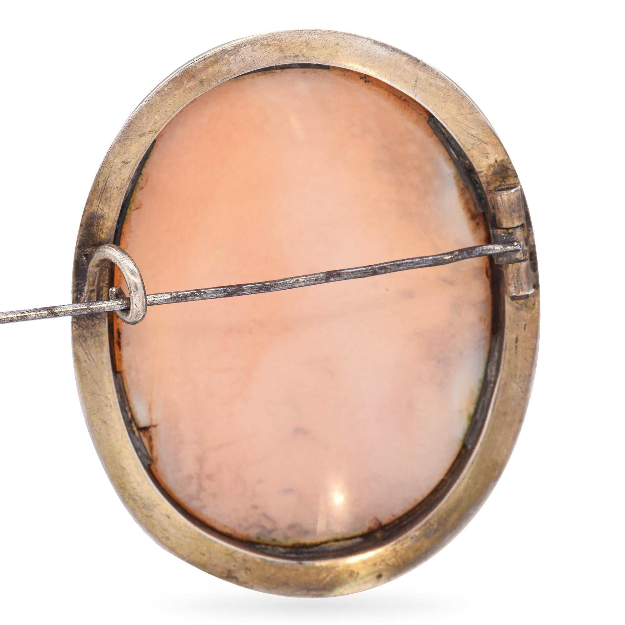 Antique Silver "Momento Mori" Cameo Brooch