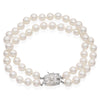 Vintage Mikimoto 14k White Gold Double Strand Pearl Bracelet