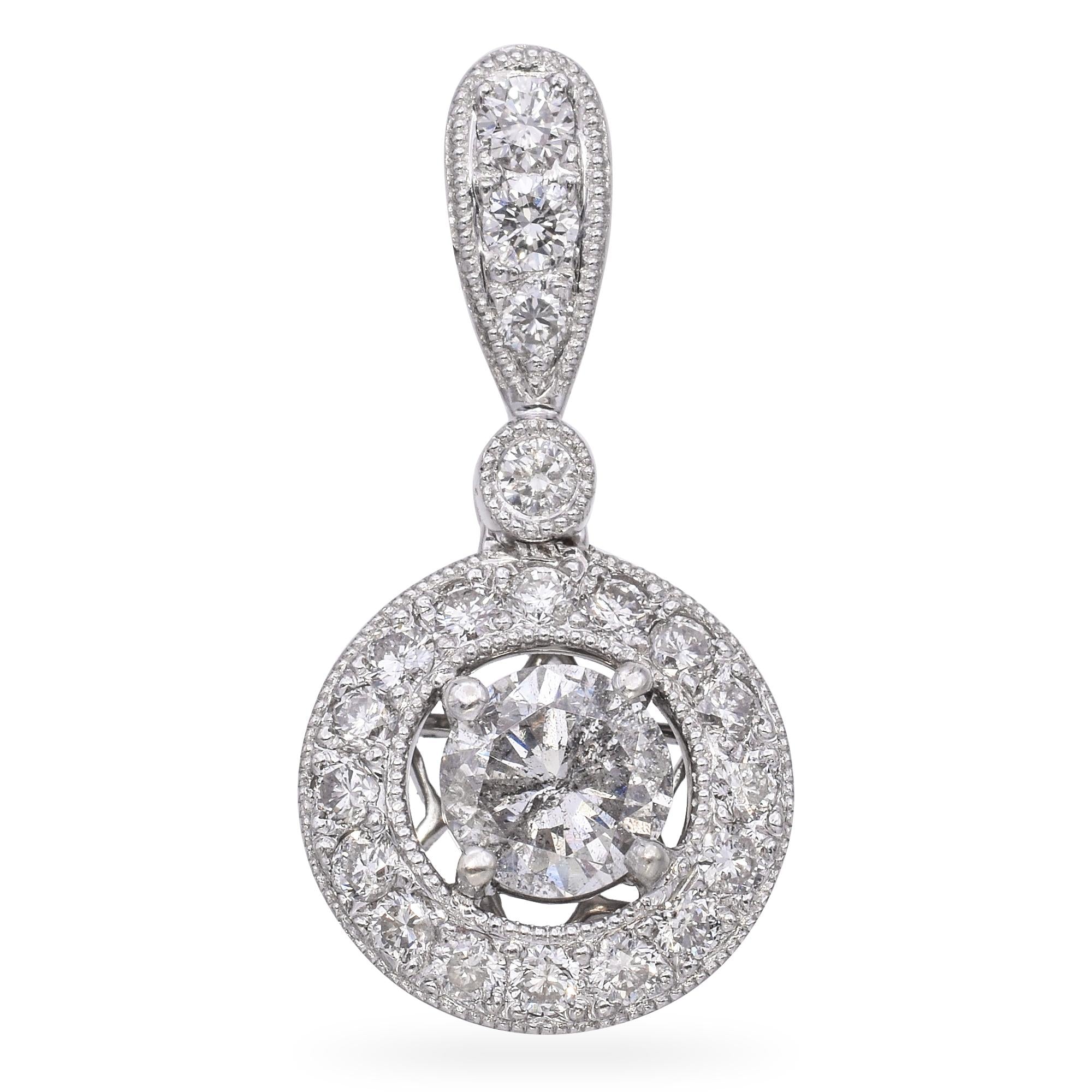 18k White Gold 0.91tcw Diamond Pendant