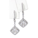 Vintage 18k White Gold 2.20tcw H Si1 Diamond Hanging Pave Earrings