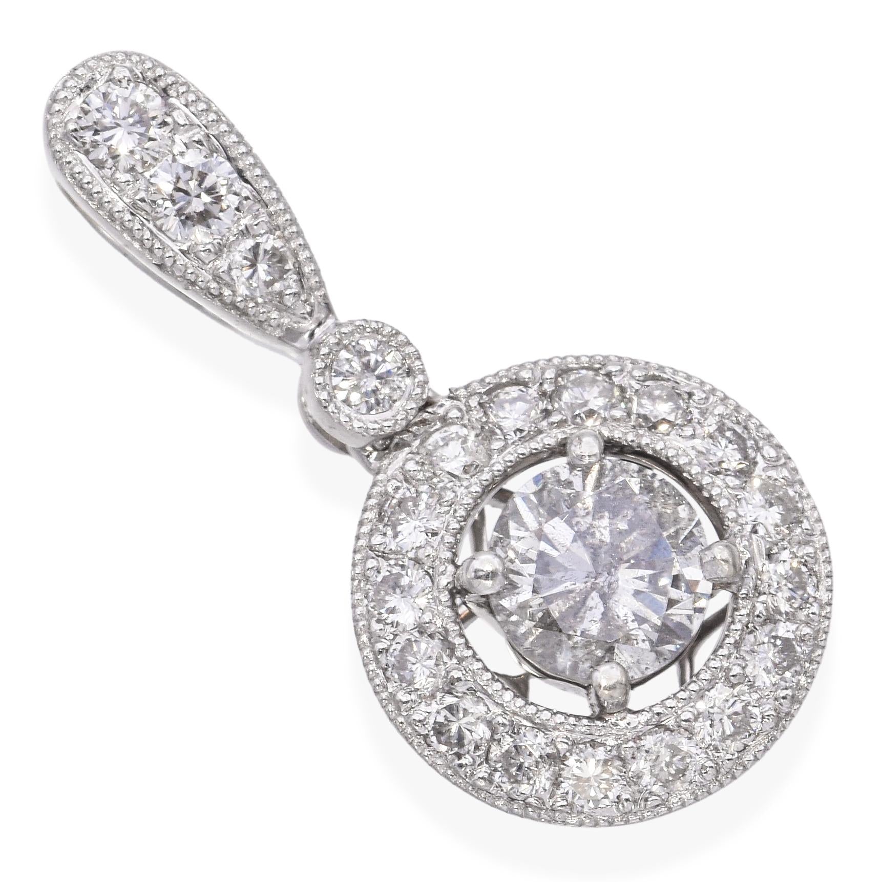 18k White Gold 0.91tcw Diamond Pendant