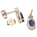 14k Yellow Gold 3.07tcw Sapphire and Diamond Drop Earrings