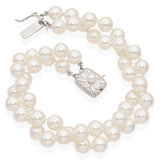 Vintage Mikimoto 14k White Gold Double Strand Pearl Bracelet