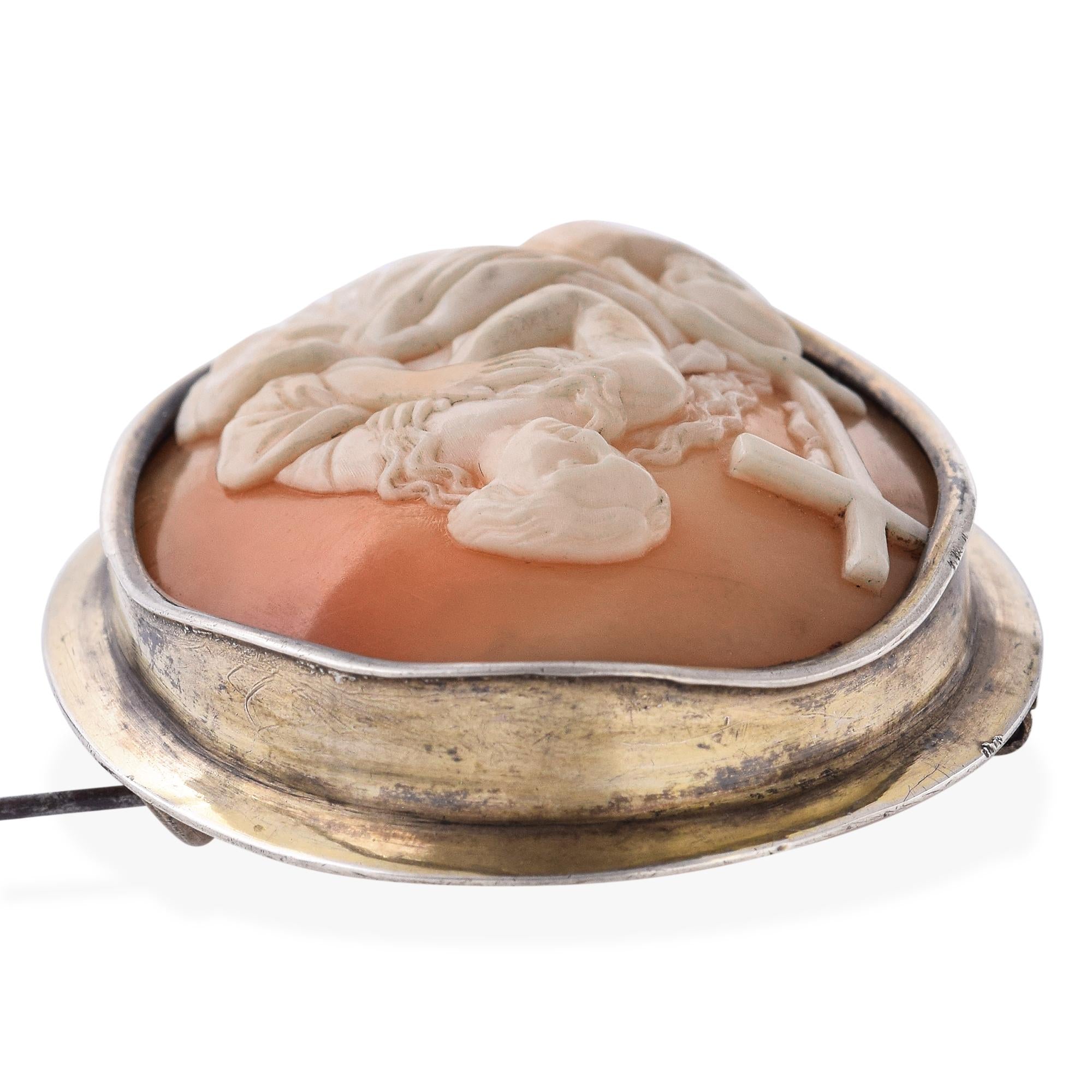 Antique Silver "Momento Mori" Cameo Brooch