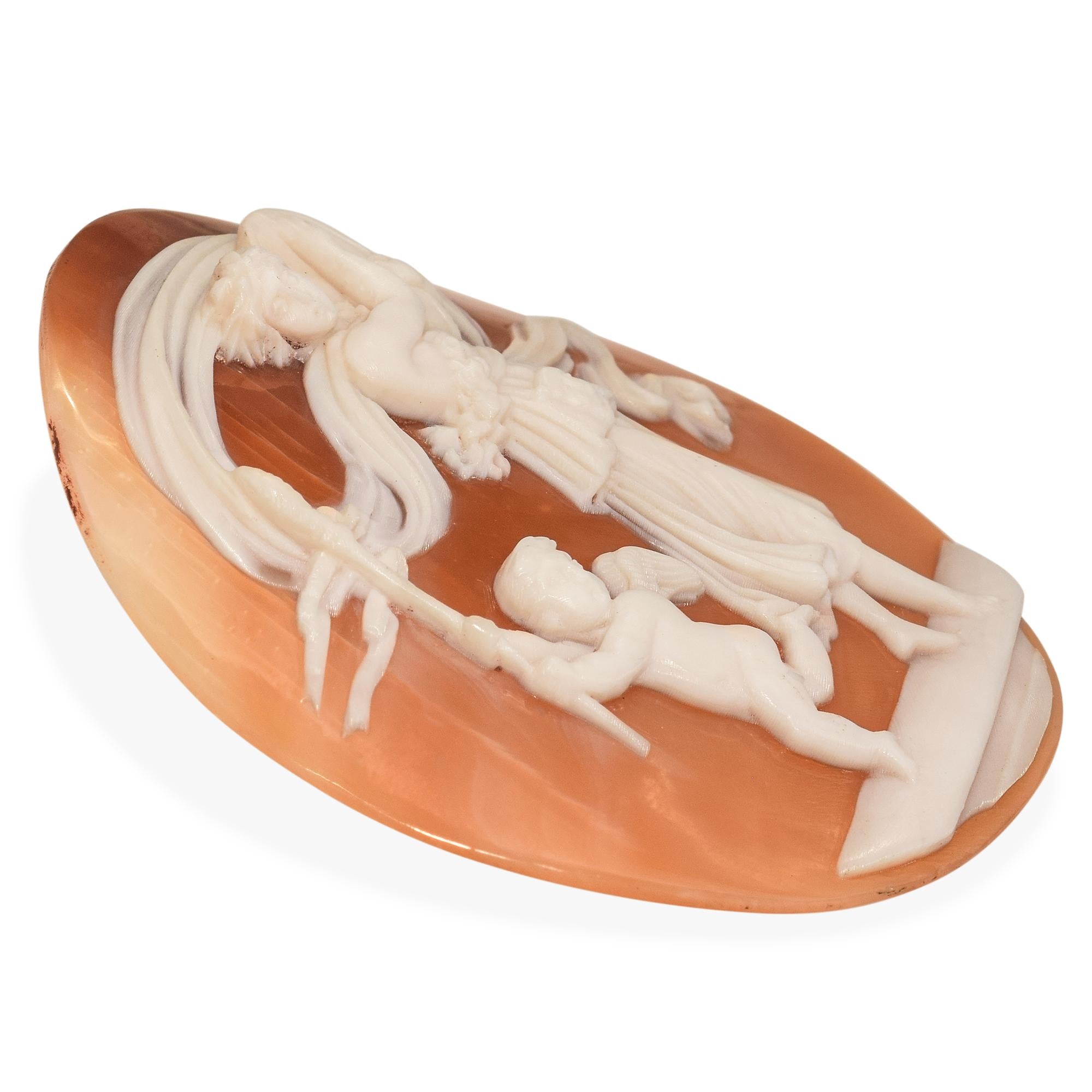 Antique Dancing Woman and Cherub Cameo Shell