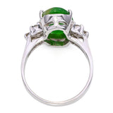 Vintage 18k White Gold Green Jadeite Jade and Diamond Ring