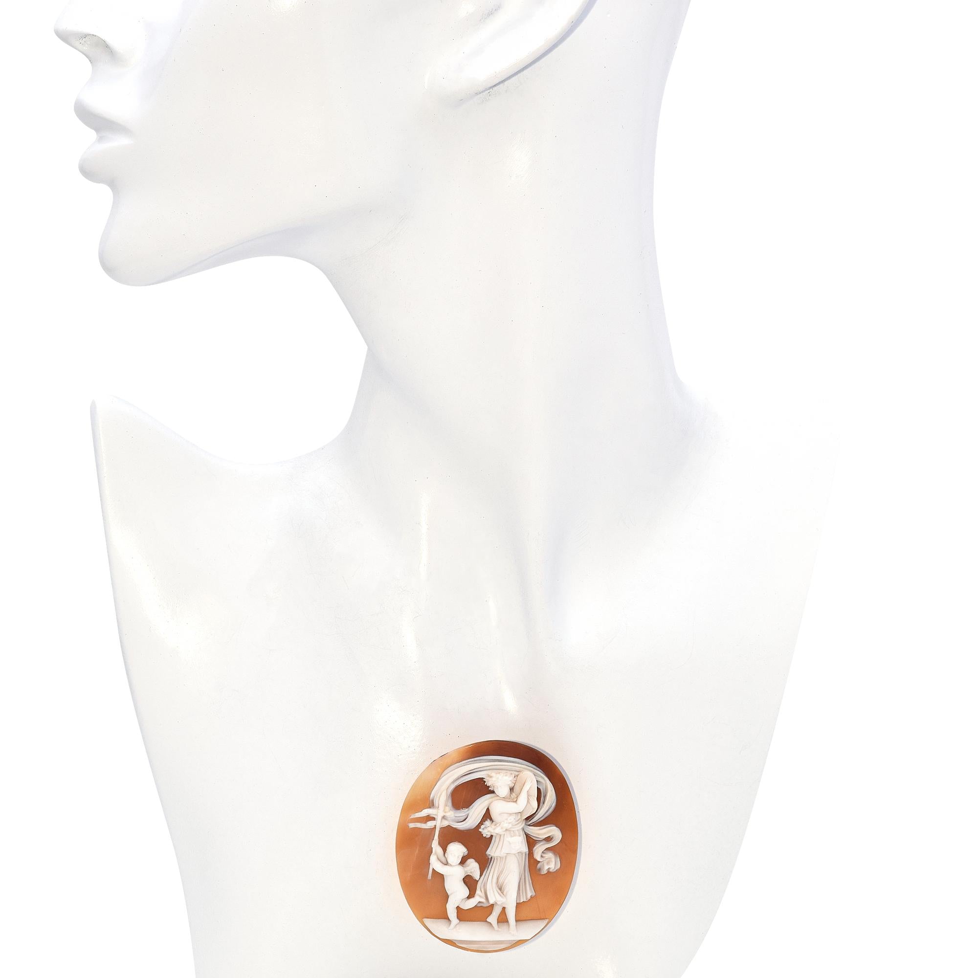 Antique Dancing Woman and Cherub Cameo Shell