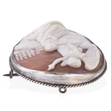 Antique Silver Angel Tells Mary Magdalene "Jesus Has Risen" Cameo Brooch Pendant