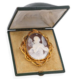 Antique 14k Yellow Gold "Angel of Hope" Cameo Brooch