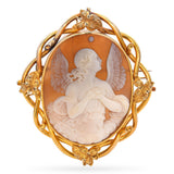 Antique 14k Yellow Gold "Angel of Hope" Cameo Brooch