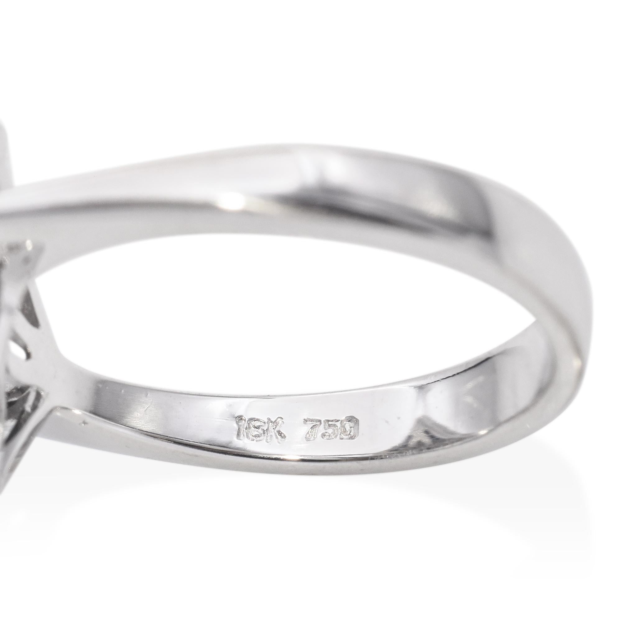 18K White Gold Blue and White Invisible Set 1.01 TCW Diamond Geometric Ring