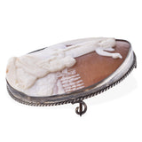 Antique Silver Angel Tells Mary Magdalene "Jesus Has Risen" Cameo Brooch Pendant