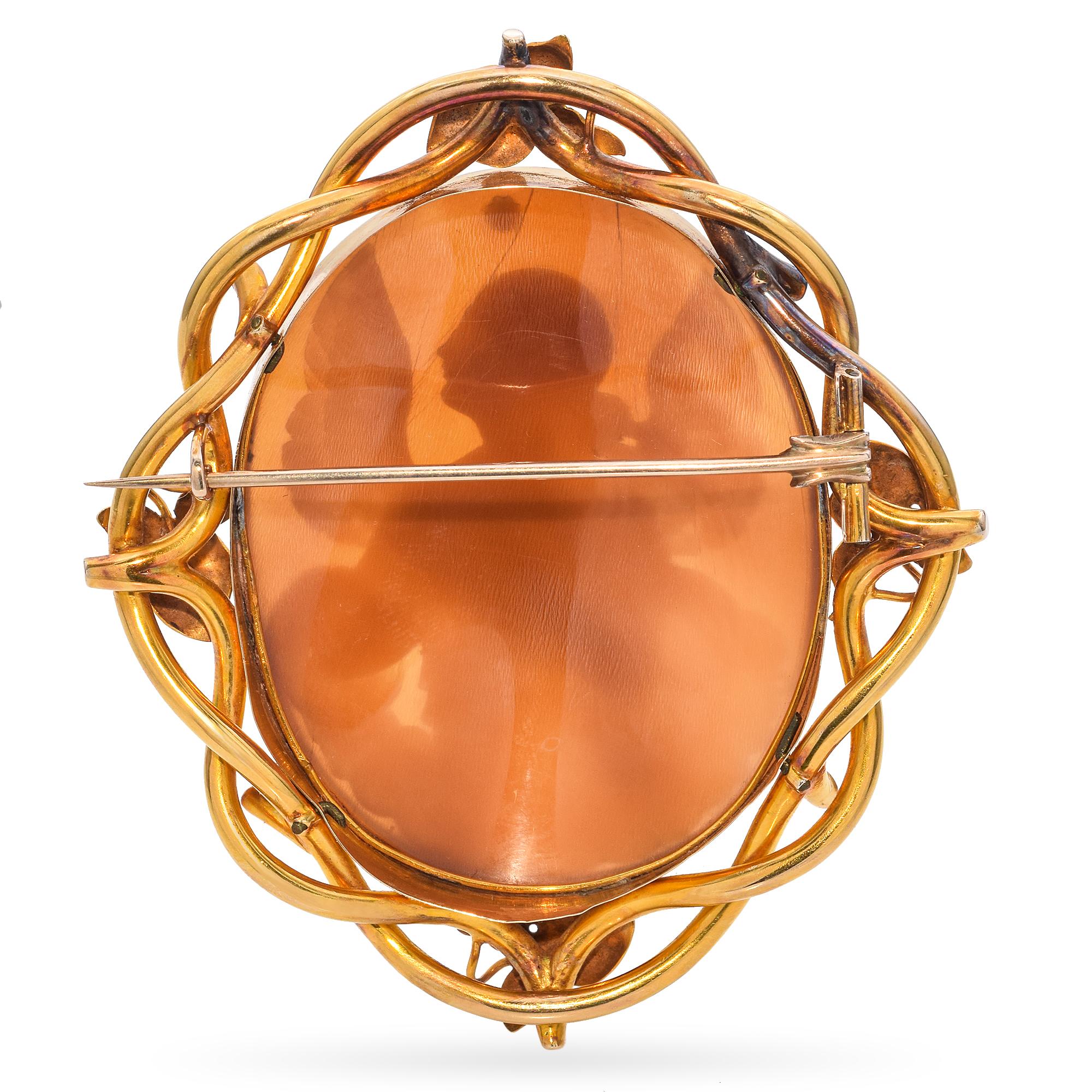 Antique 14k Yellow Gold "Angel of Hope" Cameo Brooch