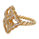 David Yurman 18k Yellow Gold Diamond Quatrefoil Ring
