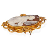 Antique 14k Yellow Gold "Angel of Hope" Cameo Brooch