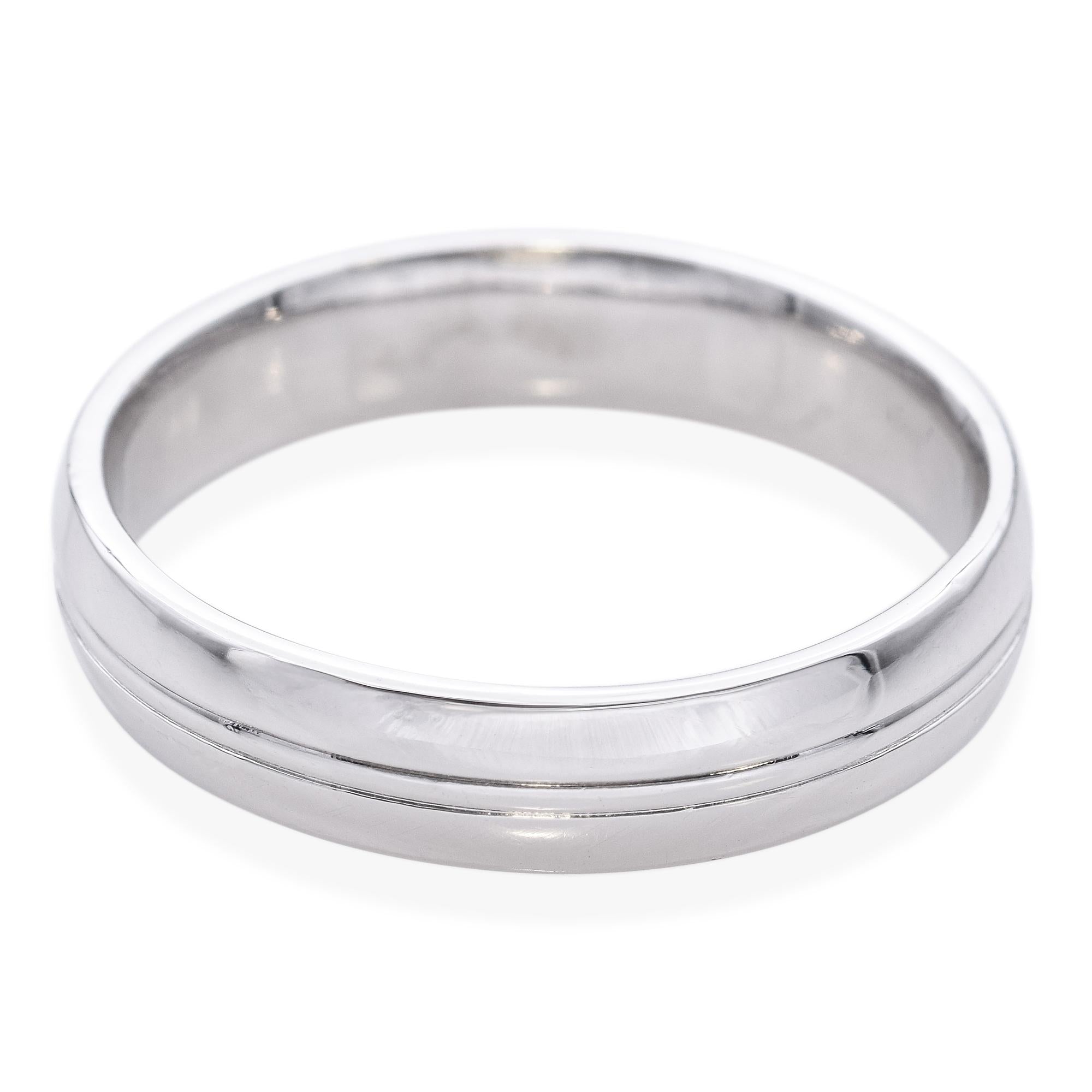 Platinum Half Round Edge Men's Wedding Band Ring