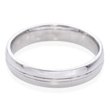 Platinum Half Round Edge Men's Wedding Band Ring