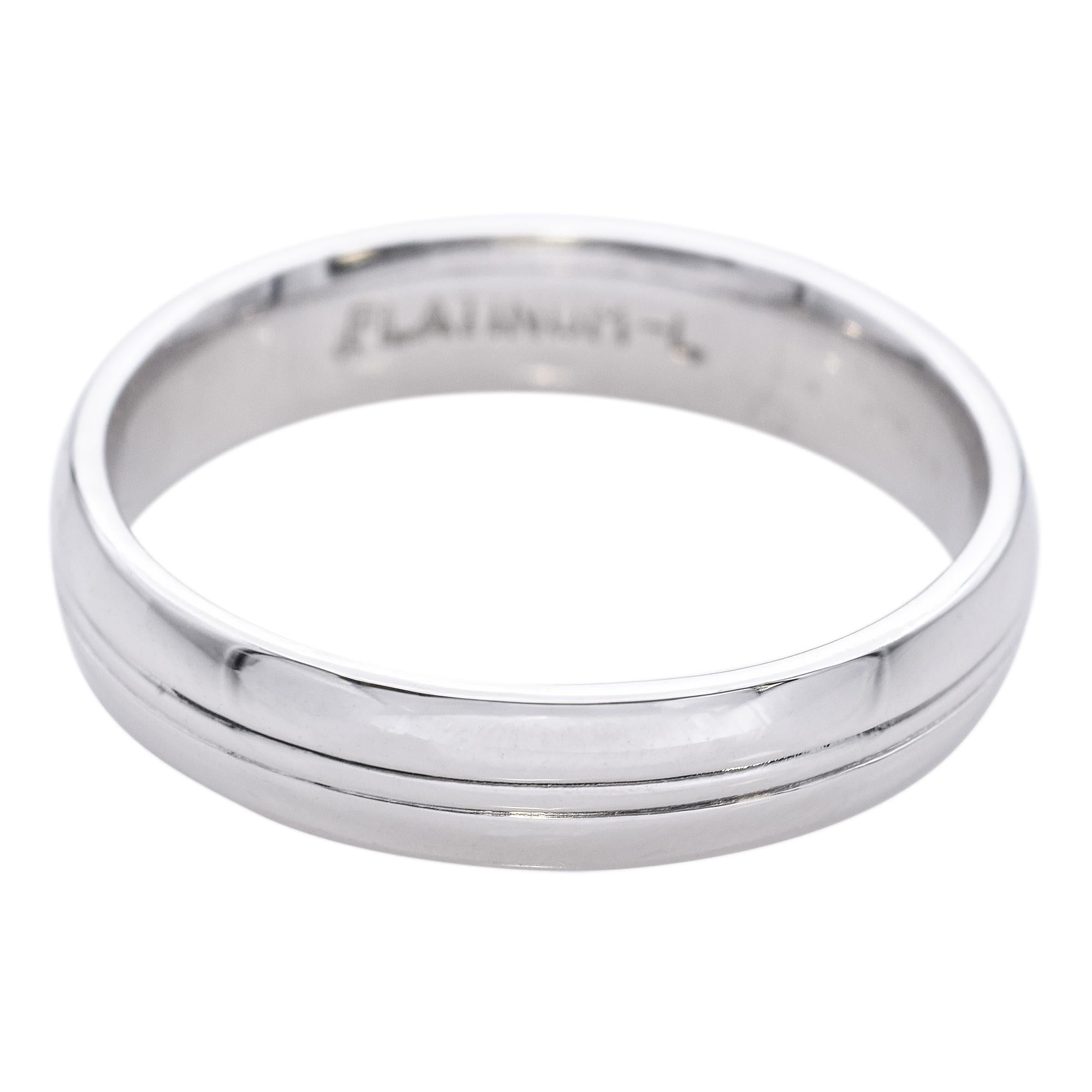 Platinum Half Round Edge Men's Wedding Band Ring