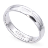 Platinum Half Round Edge Men's Wedding Band Ring