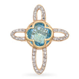 14k Yellow Gold Diamond and Topaz Cross Pendant